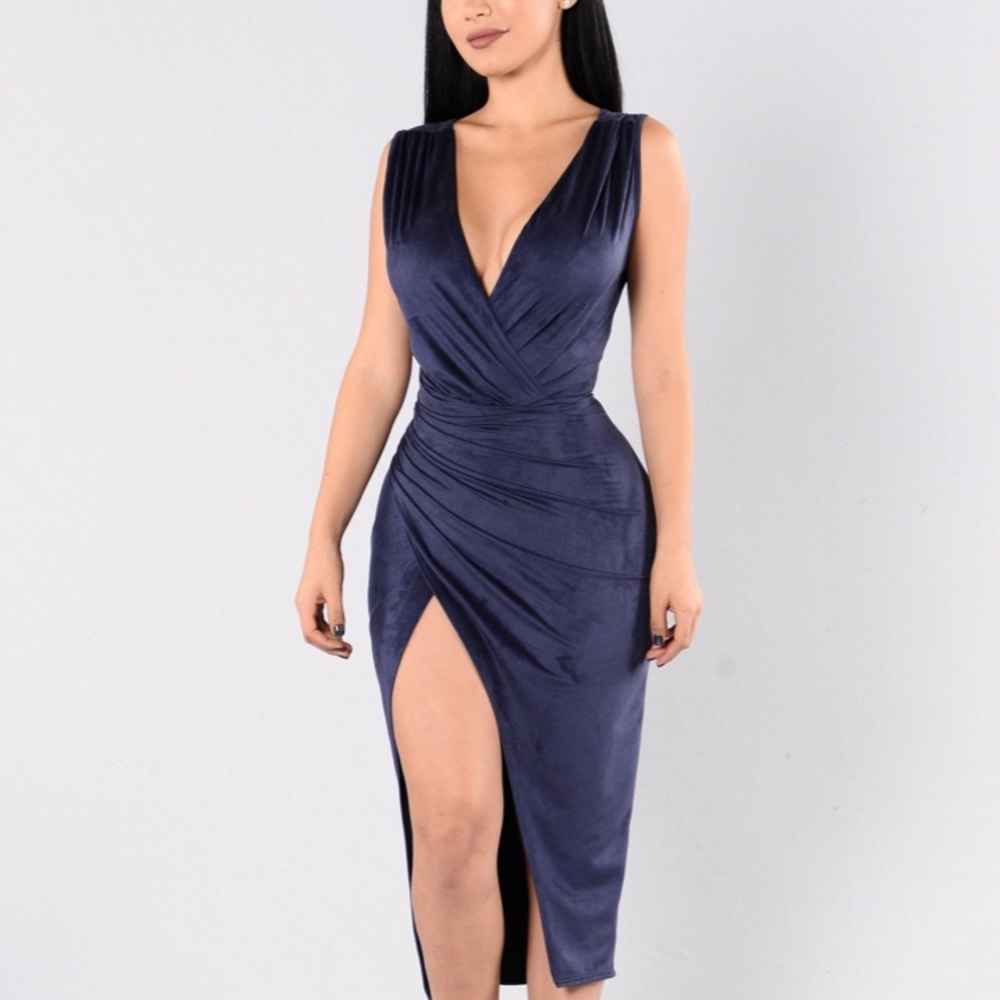 Sexy navy midi dress